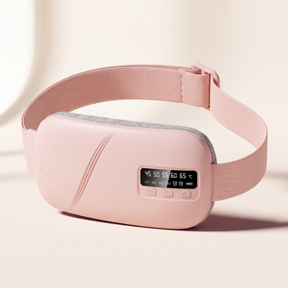 Perola Comfort Belt, blush-pink cordless heating belt with LED display and elastic strap