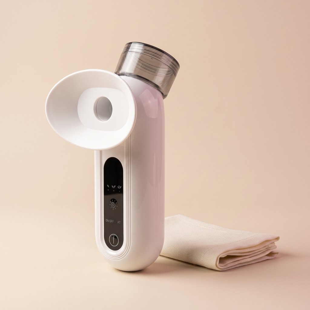 Perola Eye Mist Spa, white handheld eye refresher with soft eyecup